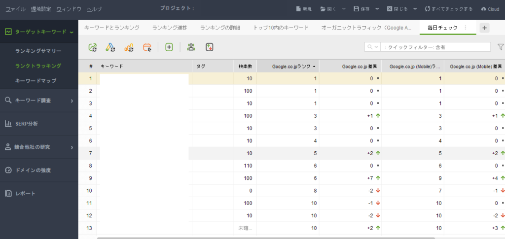 手順③：検索順位ツールにキーワードを登録する
